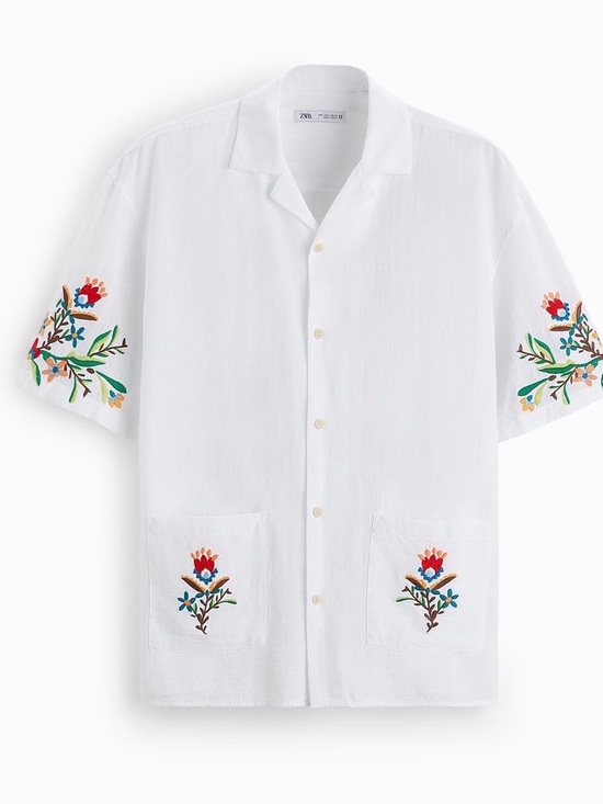 Zara Other - ZARA Flower Linen Embroidered shirt